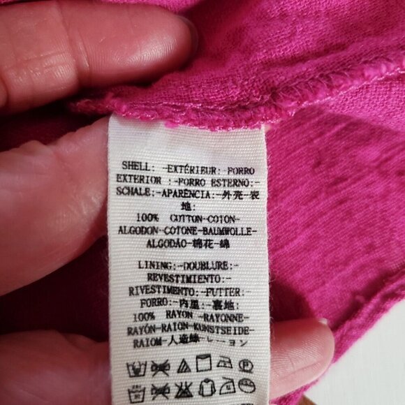 Free People Crop Top Small Magenta Pink Tie Shoulder‎ Woven Cotton Boho Festival - Picture 6 of 7